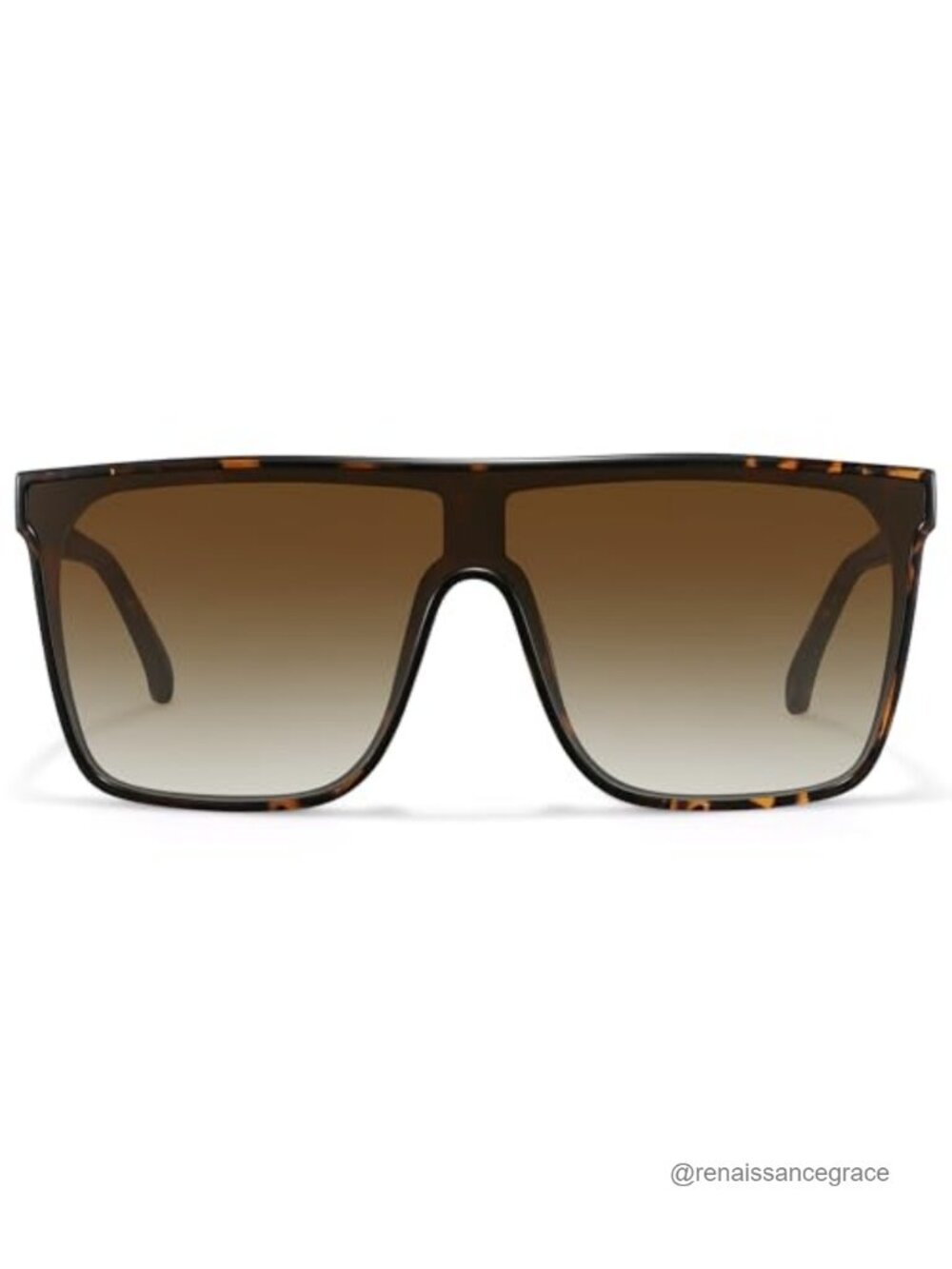 Square Oversized Sunglasses Retro Flat Top Shield UV Protection One Piece Lens